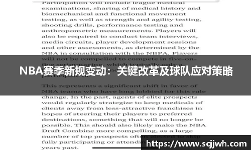 NBA赛季新规变动：关键改革及球队应对策略